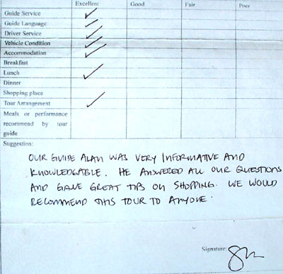 Testimonial of Beijing Seven Days Tour. Click here to see more.