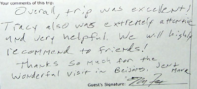 Beijing tour testimonial, click here to see more.