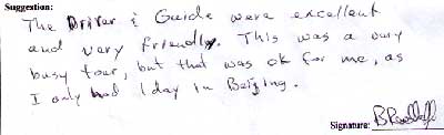 Beijing Tour Testimonial