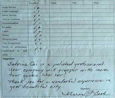 Beijing Tour testimonial