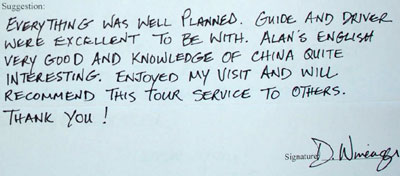 China Tour Testimonial
