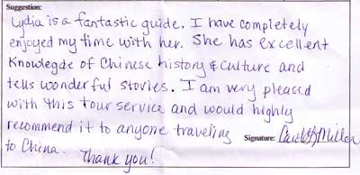 China Tour Testimonial