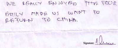 China Tour Testimonial