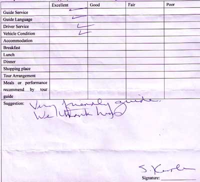 Testimonial of Xian Tour Guide. Click to see more Xian Tour Testimonial