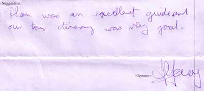 Testimonial of Xian Evening Tour. Click here to see more testimonial of Xian tour.